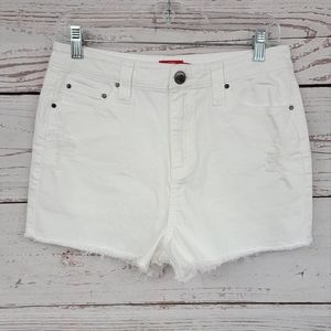 NWOT Dickies high rise white denim Jean Shorts w/ frayed hem